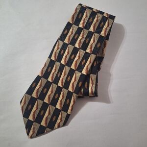 Robert Talbott Studio Nordstrom Geometric Patterned Silk Tie in Black and Gold